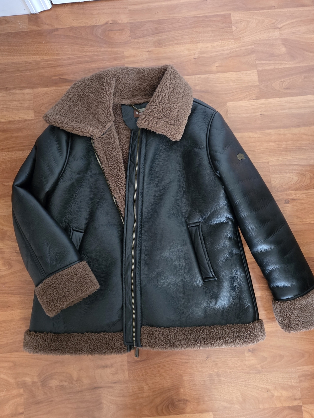 Koolaburra Black Jacket with Brown Shearling Trim